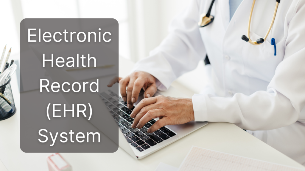 Electronic Health Record (EHR) System being used by a doctor on a laptop