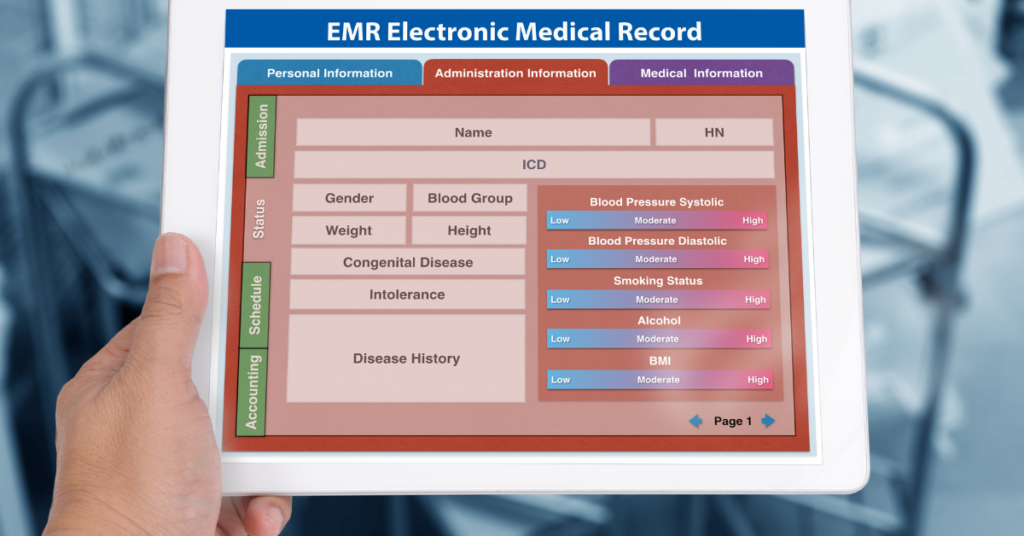 emr systems list one of which is shown on screen here